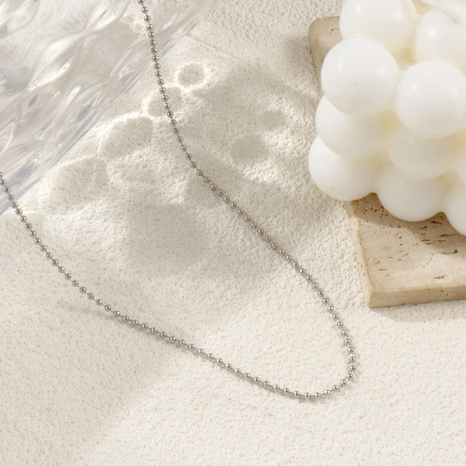 Изображение 1 ШТ Серебряный Тон Шариков Цепи Ожерелья, 304 Нержавеющая Сталь 45см + 5см, Размер цепи: 2мм, Для женщин, Минималистский Изысканный подарок, Экологичный