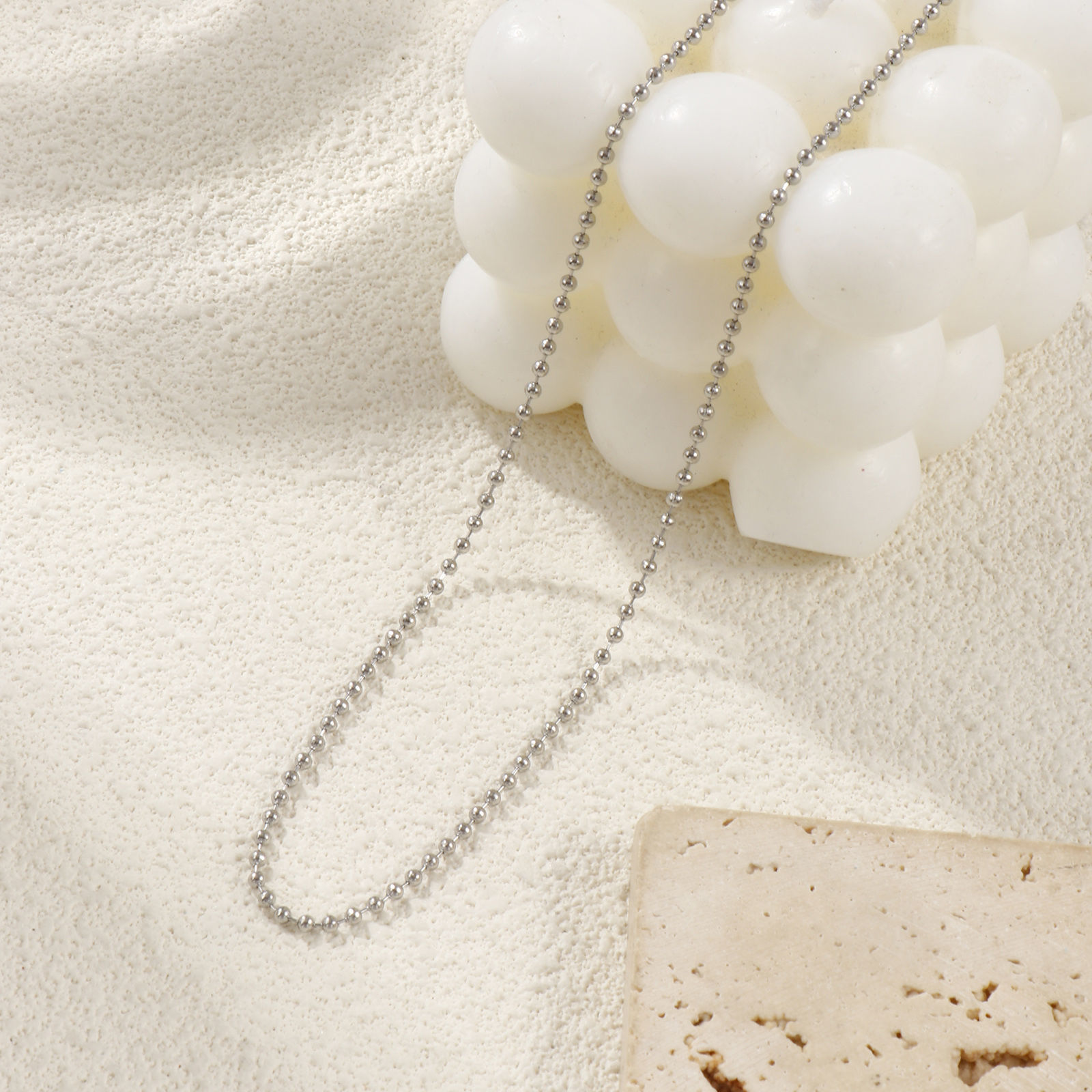 Изображение 1 ШТ Серебряный Тон Шариков Цепи Ожерелья, 304 Нержавеющая Сталь 45см + 5см, Размер цепи: 2мм, Для женщин, Минималистский Изысканный подарок, Экологичный