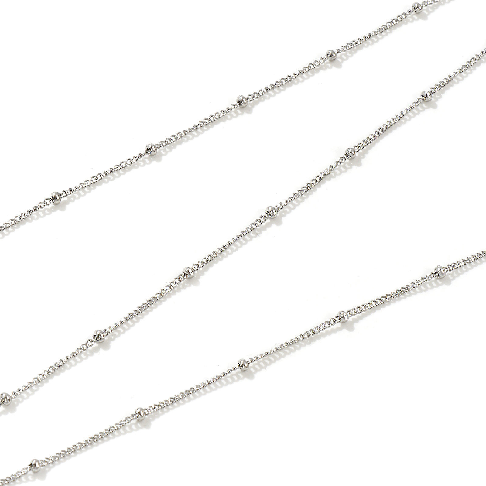 Изображение 2 ШТ Серебряный Тон Снаряженные Цепи Ожерелья, 304 Нержавеющая Сталь 45см + 5см, Размер цепи: 1мм, Для женщин, Минималистский Изысканный подарок, Экологичный