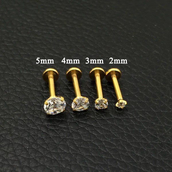 Picture of Stainless Steel Ear Post Stud Earrings Gold Plated Round Clear Rhinestone 11mm x 3mm, Post/ Wire Size: 1.4mm, 1 Piece