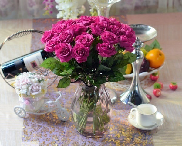 Picture of Faux Silk Artificial Flower Rose Flower White 45cm, 1 Piece