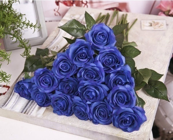 Picture of Faux Silk Artificial Flower Rose Flower White 45cm, 1 Piece