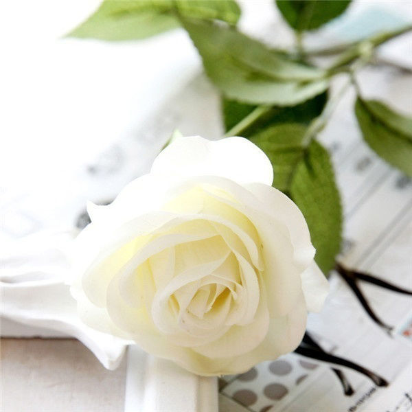 Picture of Faux Silk Artificial Flower Rose Flower White 45cm, 1 Piece