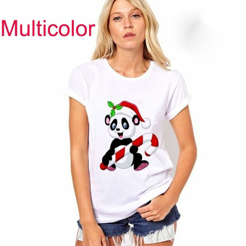 Picture of 1 Piece Cotton Polyester Blend T-shirt White Panda For Women Size M