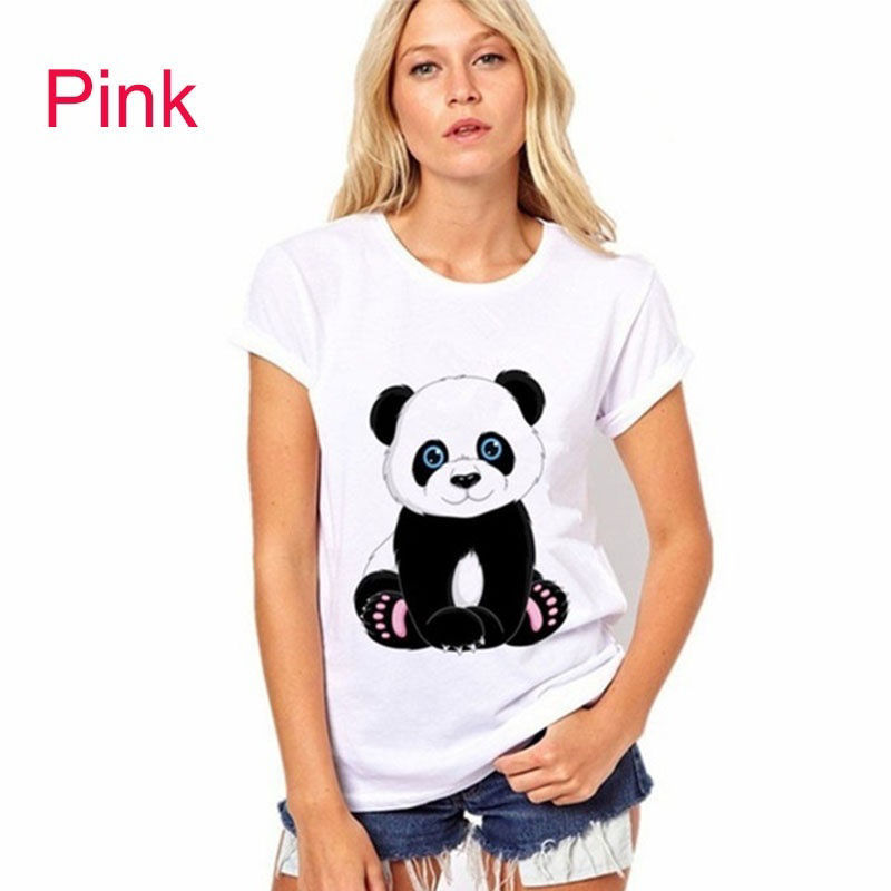 Picture of 1 Piece Cotton Polyester Blend T-shirt White Panda For Women Size M