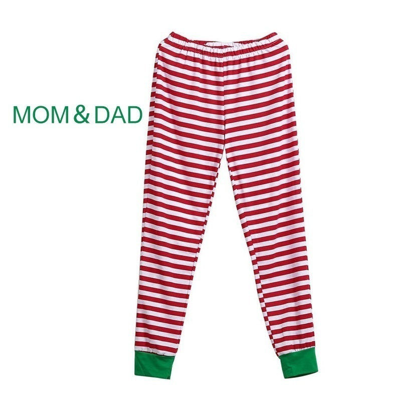 Изображение 1 Set Cotton Polyester Blend Christmas Family Matching Sleepwear Nightwear Pajamas Set Pixie Elf Stripe Green For Kids Children 100cm