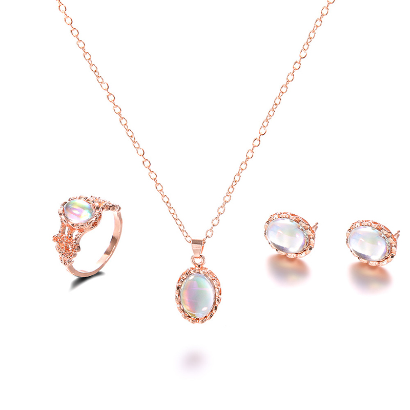Imagen de Juegos de joyería Oro Rosa Óvalo 48cm - 1.3cm, 1 Juego ( 4 Unidades/Juego)