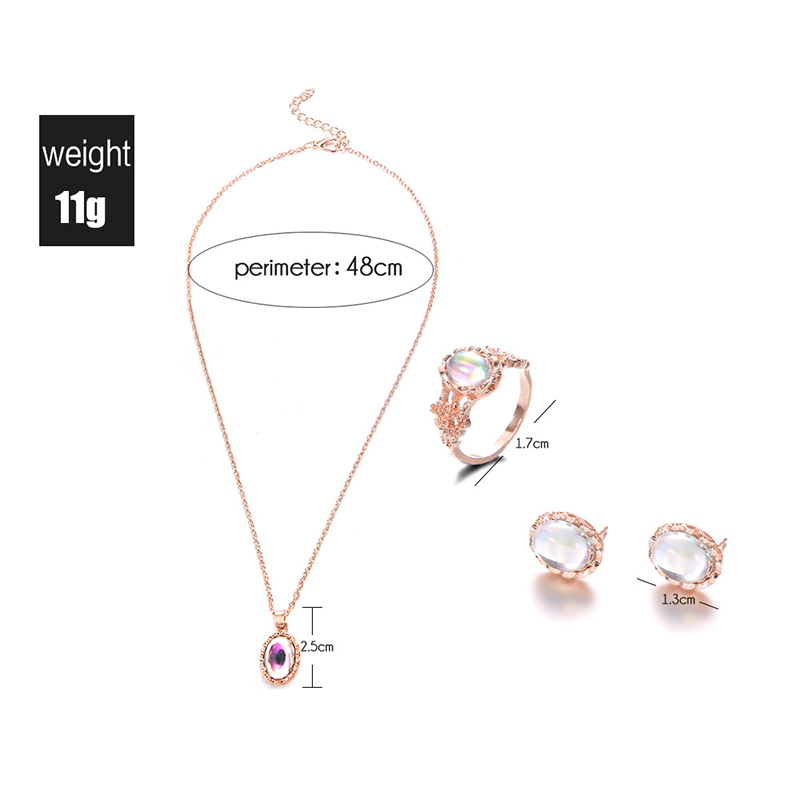Imagen de Juegos de joyería Oro Rosa Óvalo 48cm - 1.3cm, 1 Juego ( 4 Unidades/Juego)