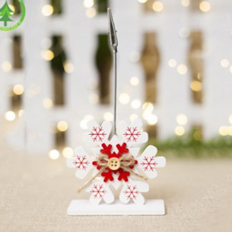 Bild von 1 Stück Natürliches Holz Notizen Nachricht Büroklammern Weihnachten Schneeflocke Weiß & Rot