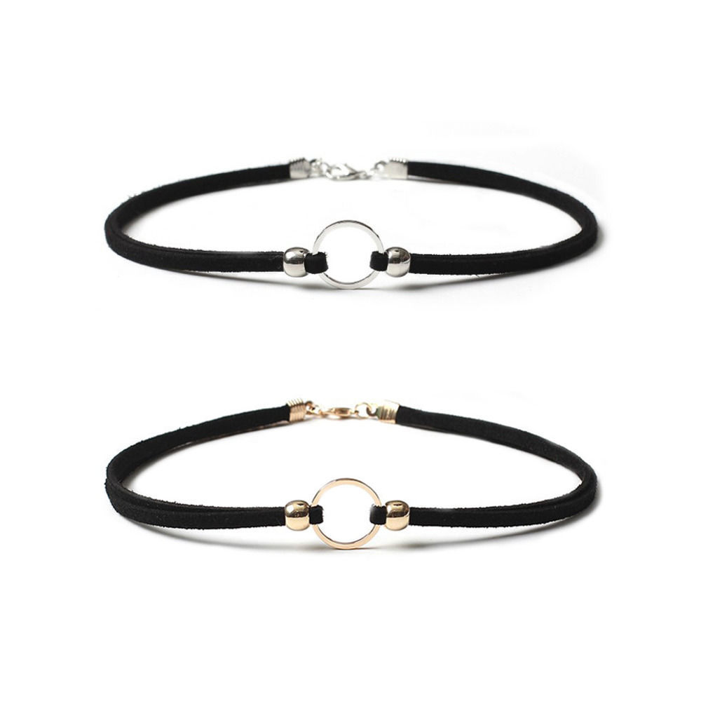 Imagen de 1 Unidad Terciopelo Estilo Ins Collar Gargantilla Chapado en Oro Anillo 32cm longitud