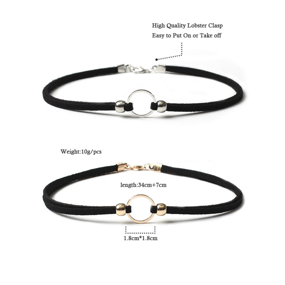 Imagen de 1 Unidad Terciopelo Estilo Ins Collar Gargantilla Chapado en Oro Anillo 32cm longitud