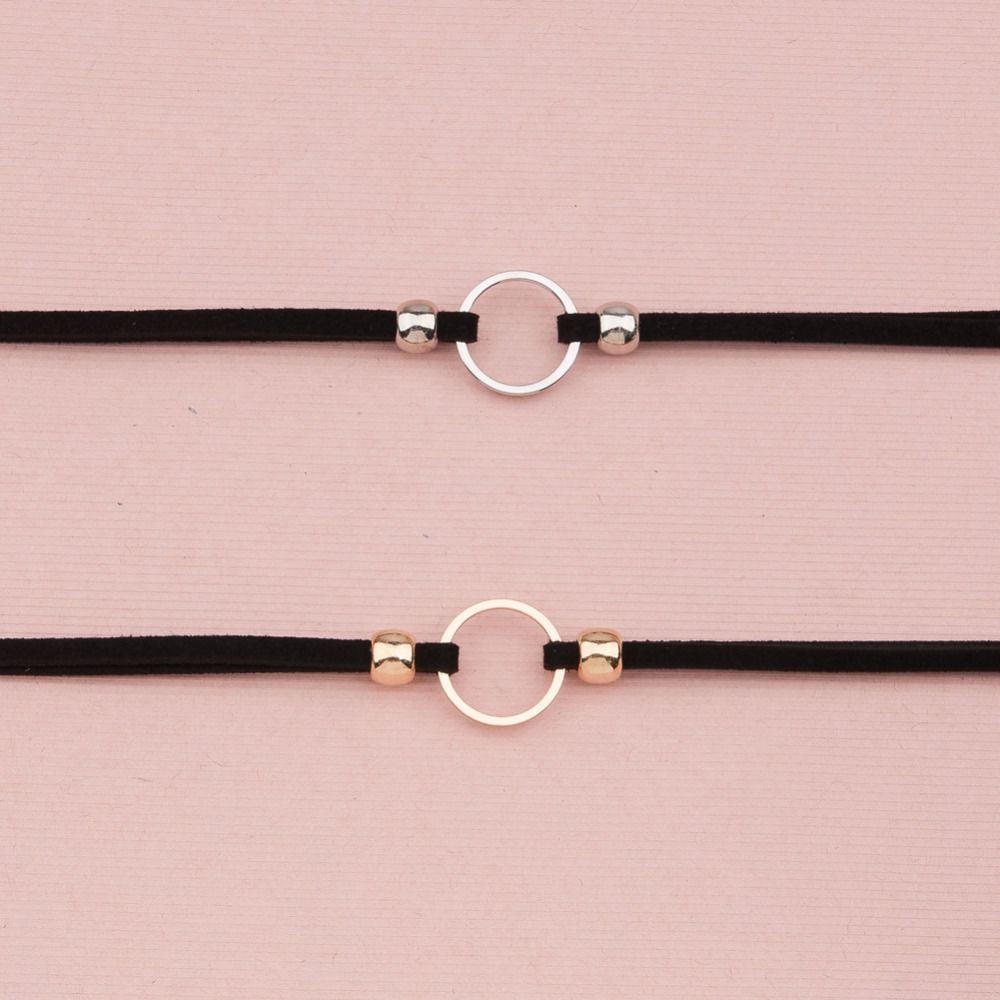 Imagen de 1 Unidad Terciopelo Estilo Ins Collar Gargantilla Chapado en Oro Anillo 32cm longitud