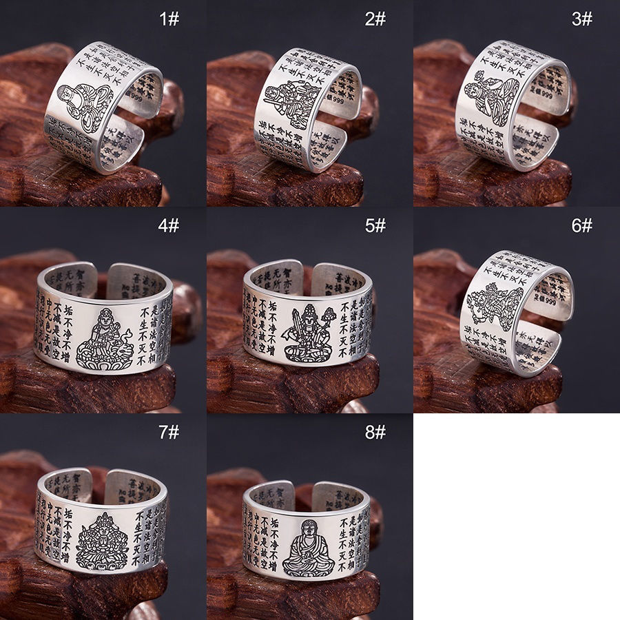Bild von 1 Stück Religiös Offen Verstellbar Ring Antiksilber Bodhisattva 18mm (US Größe 7.75)