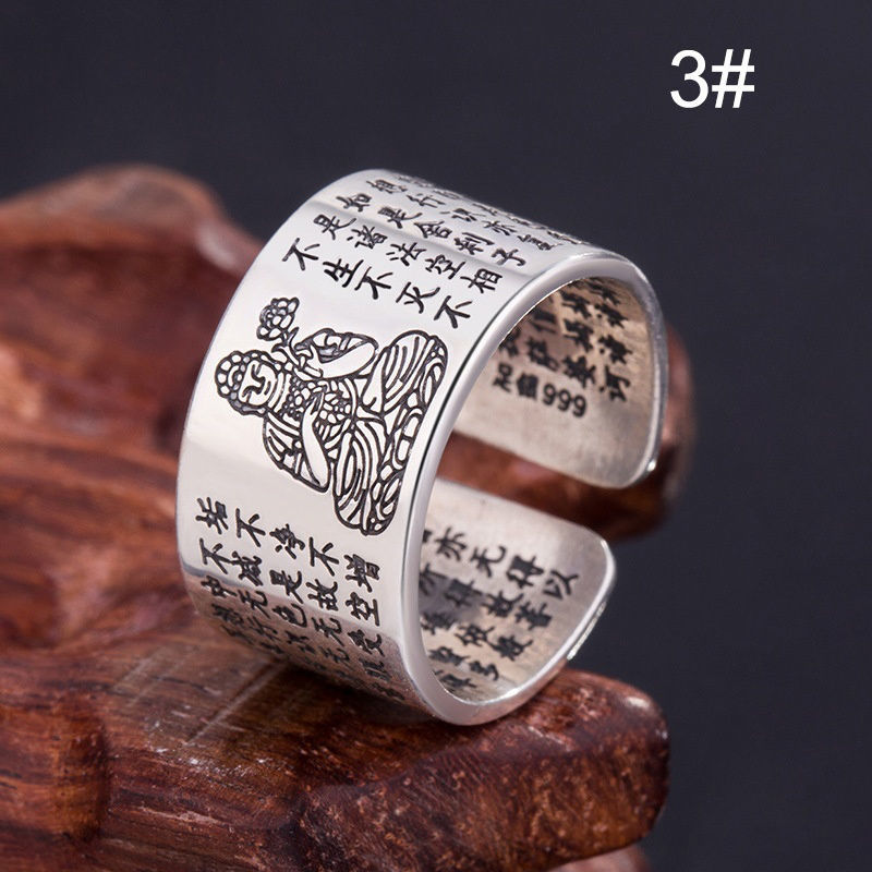 Bild von 1 Stück Religiös Offen Verstellbar Ring Antiksilber Bodhisattva 18mm (US Größe 7.75)