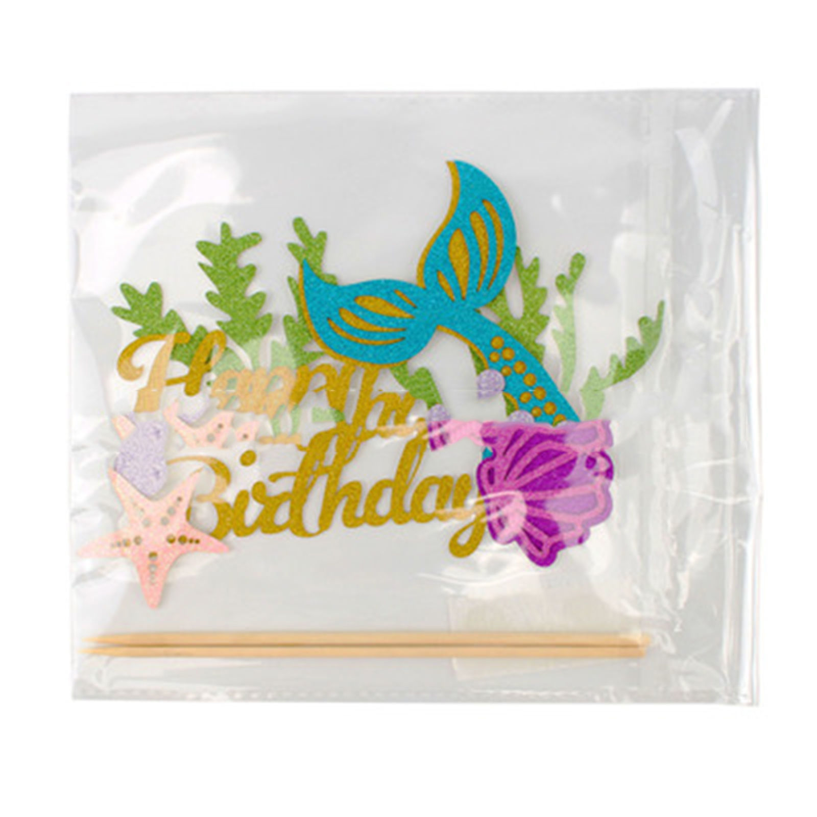 Picture of Paper Cupcake Picks Toppers Mermaid Multicolor 16cm x 11cm, 1 Piece