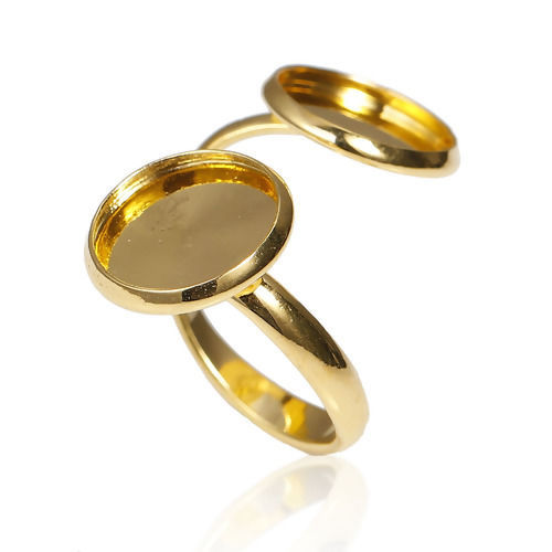 Picture of Brass Unadjustable Rings Round Gold Plated (Fits 12mm Dia.) 16.5mm( 5/8")(US Size 6), 5 PCs                                                                                                                                                                   