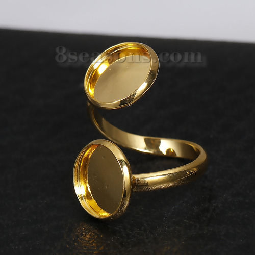 Picture of Brass Unadjustable Rings Round Gold Plated (Fits 12mm Dia.) 16.5mm( 5/8")(US Size 6), 5 PCs                                                                                                                                                                   