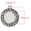 Picture of Zinc Based Alloy Charms Round Antique Silver Color (Fits 16mm Dia.) Clear Rhinestone 27mm x 22mm, 2 PCs