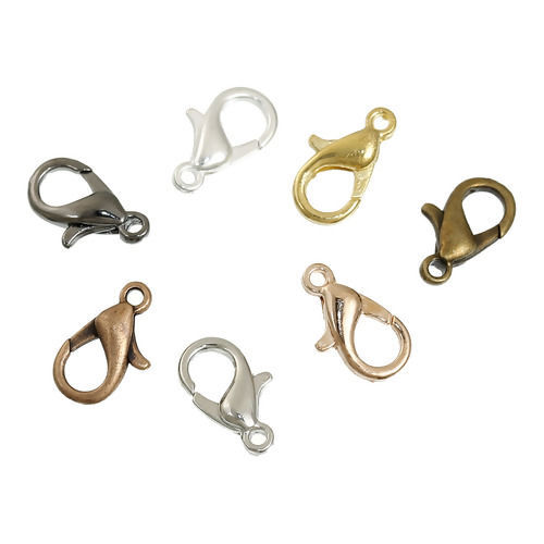 Picture of Zinc Based Alloy & Copper Lobster Clasp Findings Mixed 12mm( 4/8") x 6mm( 2/8"), 140 PCs