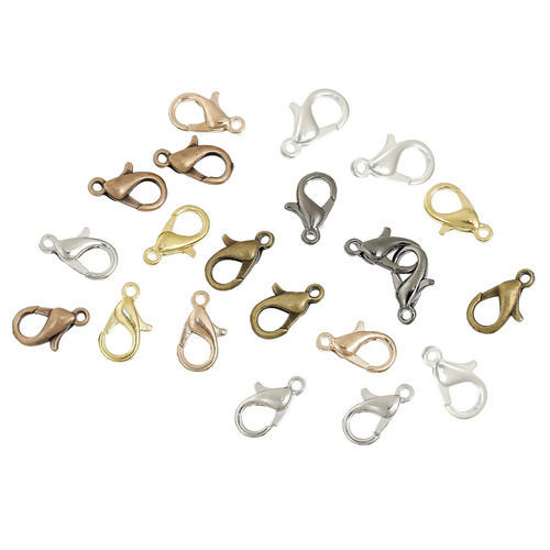 Picture of 140 PCs Zinc Based Alloy & Brass Lobster Clasp Findings Mixed 12mm x 6mm