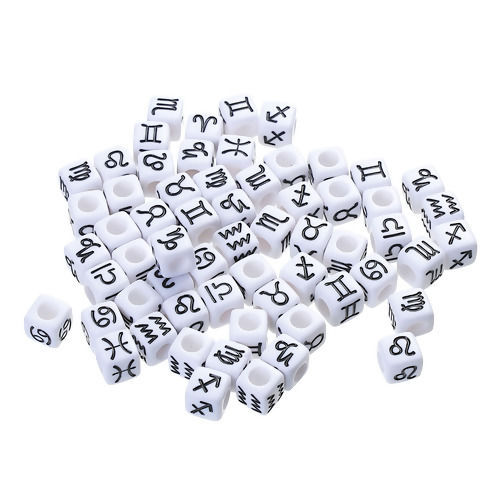 Imagen de Acrílico de Cuentas Cuadrado ,Al Azar Constelación Esmalte 7mm x 7mm, Agujero: acerca de 4mm, 100 Unidades