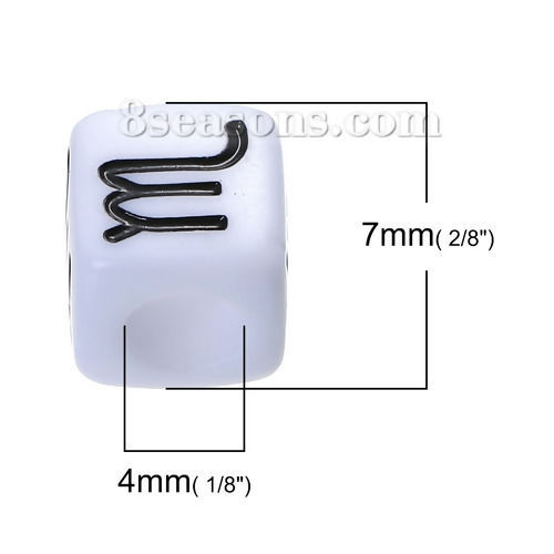 Imagen de Acrílico de Cuentas Cuadrado ,Al Azar Constelación Esmalte 7mm x 7mm, Agujero: acerca de 4mm, 100 Unidades
