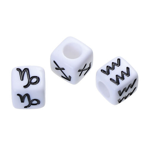 Imagen de Acrílico de Cuentas Cuadrado ,Al Azar Constelación Esmalte 7mm x 7mm, Agujero: acerca de 4mm, 100 Unidades
