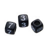 Picture of Acrylic Spacer Beads Square Black At Random Number Pattern White Enamel About 6mm x 6mm, Hole: Approx 3.5mm, 300 PCs