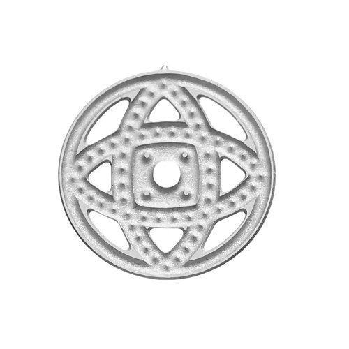 Picture of 304 Stainless Steel Embellishments Findings Round Silver Tone Celtic Knot Carved Hollow 12mm( 4/8") Dia, 20 PCs