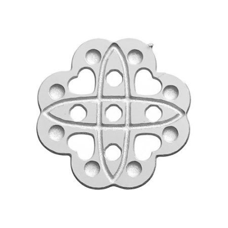 Image de Cabochon en 304 Acier Inoxydable Fleur Nœuds Celtique Creux Argent Mat 11mm x 11mm, 20 Pcs