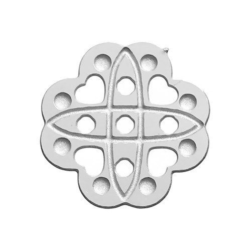 Bild von 304 Edelstahl Verzierung Embellishments Cabochons Blumen Silberfarbe Hohl Keltisch Knoten Muster, 11mm x 11mm, 20 Stücke