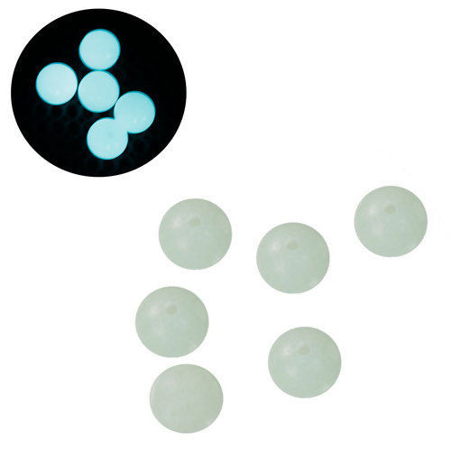 Picture of Stone Blue Glow In The Dark Gemstone Loose Beads Round About 8mm( 3/8") Dia, Hole: Approx 1.5mm, 5 PCs