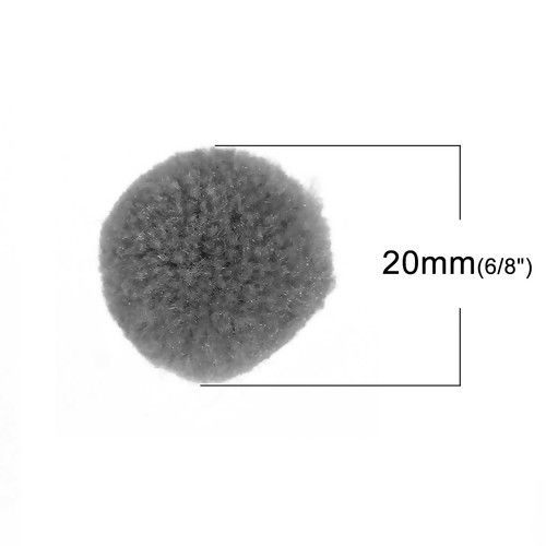 Picture of Imitation Cashmere Pom Pom Balls DIY Craft Decoration Gray Round 20mm( 6/8") Dia., 30 PCs