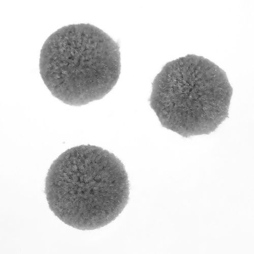 Picture of Imitation Cashmere Pom Pom Balls DIY Craft Decoration Gray Round 20mm( 6/8") Dia., 30 PCs