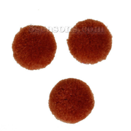 Picture of Imitation Cashmere Pom Pom Balls DIY Craft Decoration Brown Round 20mm( 6/8") Dia., 30 PCs