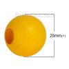 Picture of Hinoki Wood Spacer Beads Round Yellow About 25mm Dia, Hole: Approx 10mm - 9mm, 20 PCs