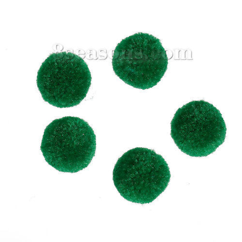 Picture of Imitation Cashmere Pom Pom Balls DIY Craft Decoration Christmas Green 20mm( 6/8") Dia., 30 PCs