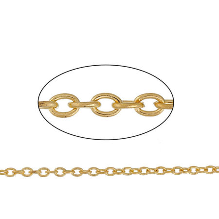 Iron Based Alloy Link Cable Chain Findings Gold Plated 3.7x2.7mm( 1/8" x 1/8"), 50cm(19 5/8") long, 1 Piece