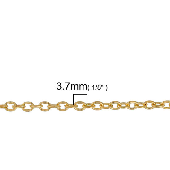 Picture of Iron Based Alloy Link Cable Chain Findings Gold Plated 3.7x2.7mm( 1/8" x 1/8"), 50cm(19 5/8") long, 1 Piece