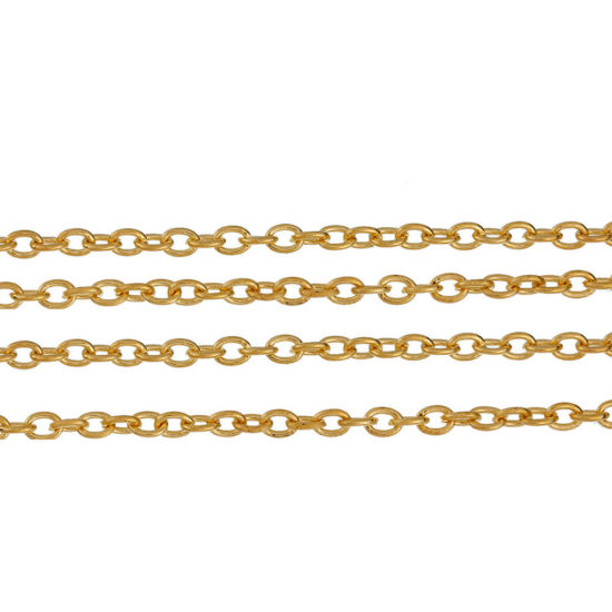 Picture of Iron Based Alloy Link Cable Chain Findings Gold Plated 3.7x2.7mm( 1/8" x 1/8"), 50cm(19 5/8") long, 1 Piece