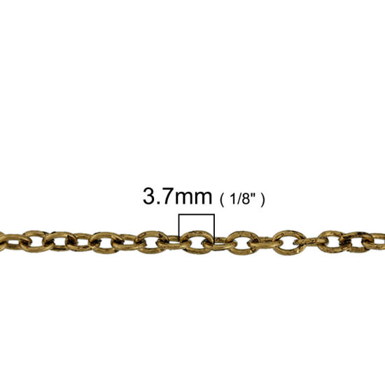 Picture of Iron Based Alloy Link Cable Chain Findings Gold Tone Antique Gold 3.7x2.7mm( 1/8" x 1/8"), 50cm(19 5/8") long, 1 Piece