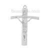 Picture of Zinc Based Alloy Easter Pendants Cross Silver Plated Jesus 63mm(2 4/8") x 44mm(1 6/8"), 2 PCs