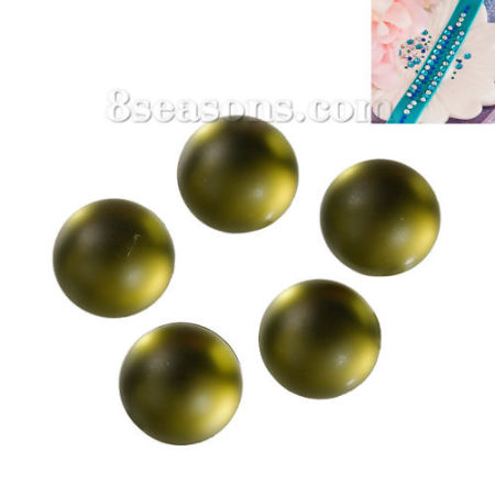 Image de Strass Polaris Imitation Dos Plat en Acrylique Rond Olivacé Dia. 10mm, 40 Pcs