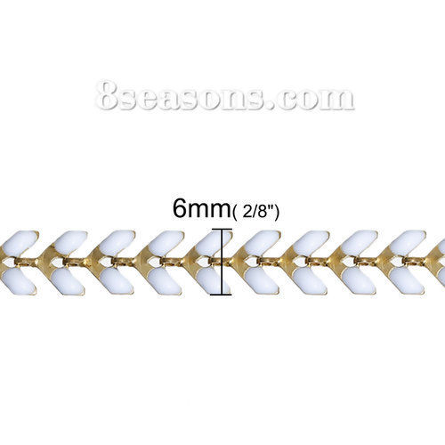 Picture of Brass Spiky Chains Findings Gold Plated White Enamel 6mm( 2/8"), 1 Piece(Approx 0.5 M/Piece)                                                                                                                                                                  