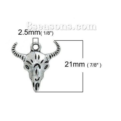 Picture of Zinc Based Alloy Easter Boho Chic Charms Sheep Antique Silver Color 21mm( 7/8") x 21mm( 7/8"), 20 PCs
