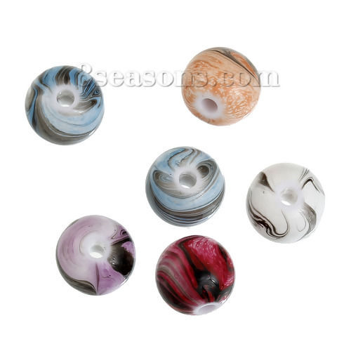 Picture of Acrylic Bubblegum Beads Round At Random About 8mm Dia, Hole: Approx 1.8mm, 200 PCs
