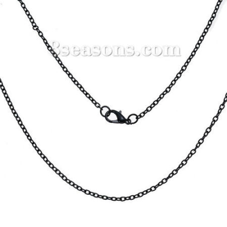 Eisenlegierung Halskette Schwarz Gliederkette 62.0cm lang, Kettengröße: 3x2mm, 1 Packung (12 Stück)