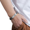 Picture of 304 Stainless Steel & Silicone Bracelets Silver Tone Black Blank Pattern 22cm(8 5/8") long, 1 Piece