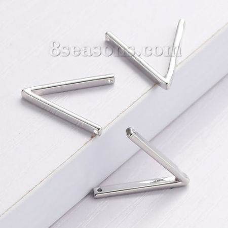 Изображение Латунь Коннекторы фурнитуры Желаем кость Серебряный Тон 20x19mm-20x12mm, 2 ШТ