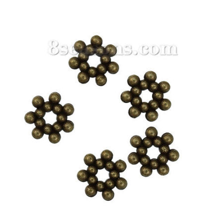 Zinc Based Alloy Spacer Beads Plum Blossom Antique Bronze About 7mm x 7mm, Hole: Approx 1.6mm, 300 PCs